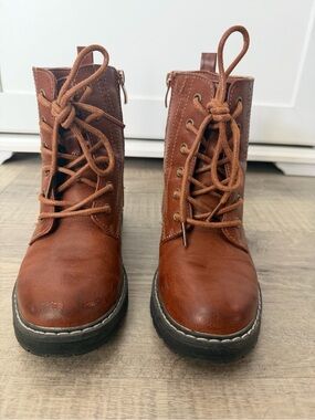 Kids Brown Lace-Up Ankle Boots for Everyday Play